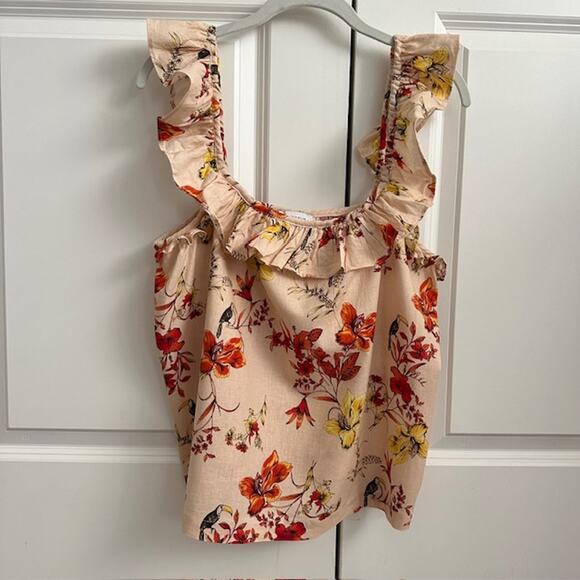 Evereve Char Floral Flutter Tank Size: L Color: Blush Pink Floral Pattern - Picture 3 of 10